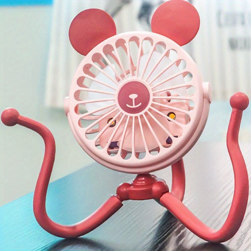 Baby Stroller Fan With Clip Octopus Shapoed Funny Fan With Flexible Tripod Wrapped USB Rechargeable Portable Fan for Car Seat