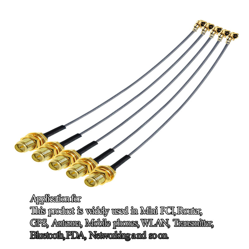 5Pcs IPX ถึง RPSMA สาย RP-SMA หญิง IPEX UFL RF หญิง WiFi Pigtail สีเทา1.13มม.Coaxial Coax Cable