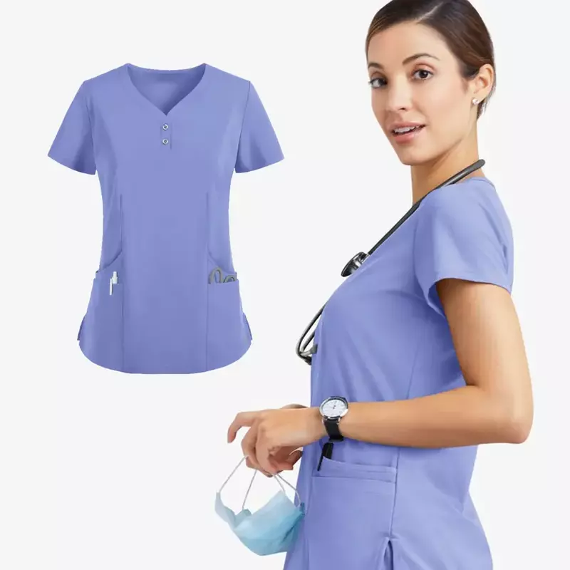 Akcesoria medyczne damskie elastyczne kombinezony do fartuchów chirurgicznych szpitalnych bluzki z krótkim rękawem spodnie do biegania ubrania lekarza