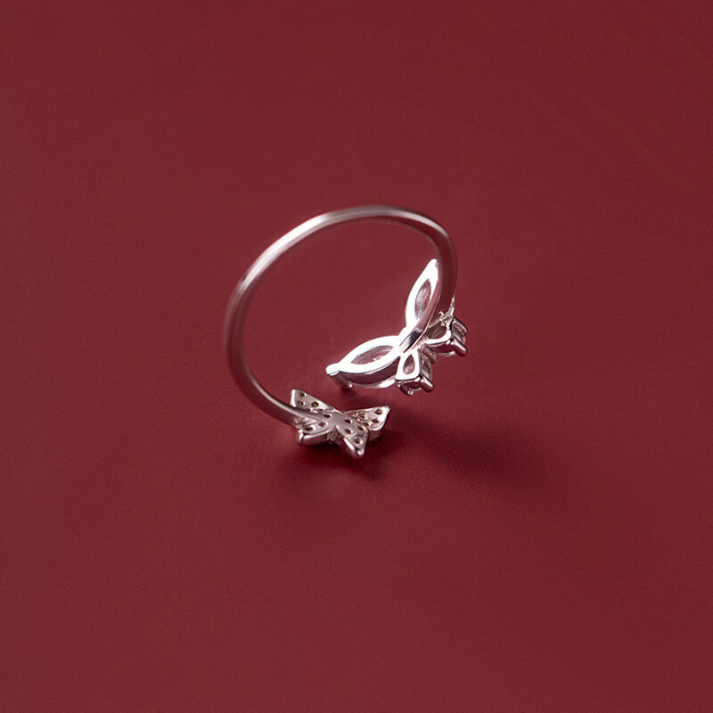 خاتم افتتاح على شكل فراشة متلألئة من الزركونيوم من ANENJERY للسيدات بتصميم مميز خاتم على شكل ذيل الإصبع بتصميم باجو anel anillo