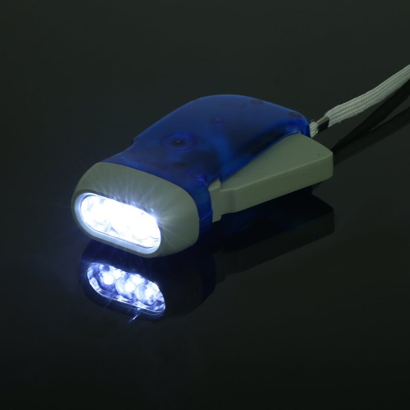Lampe de poche LED à manivelle dynamo à pression manuelle, torche à remonter, lumière d'urgence, lampe de camping en plein air, 3