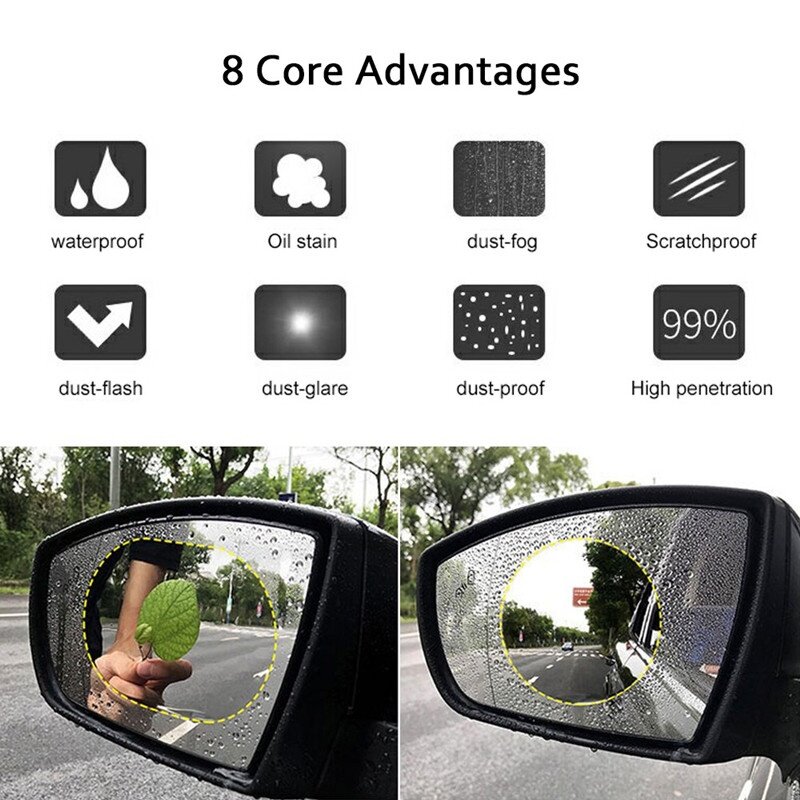 2 Stuks Auto Achteruitkijkspiegel Beschermende Film Anti Fog Membraan Anti-Glare Waterdichte Regenbestendige Auto Sticker Clear Film