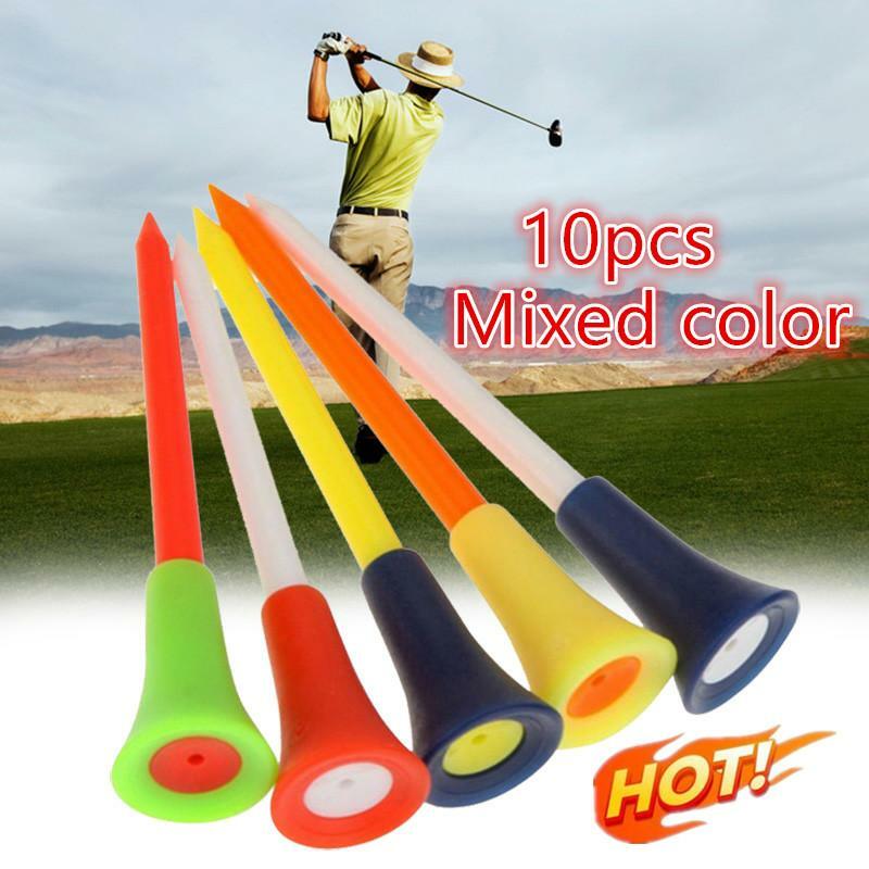 10pcs Golf Tees Mix Colors 83mm Plastic Rubber Cushion Golf Ball Holder Golf Accessories