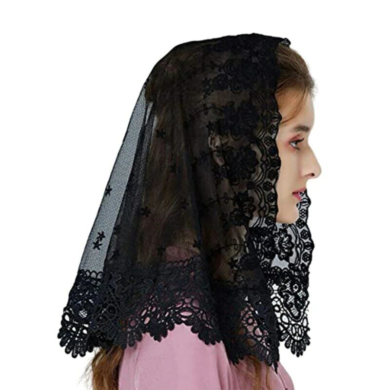Leichte Schals für Damen mit Blumenmuster, großes Spitzen-Kopftuch, sonnenfest für den Sommer