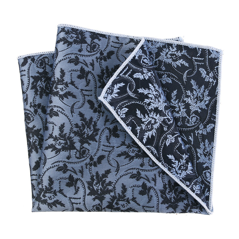 Serviette carrée de luxe bleue pour hommes, serviette de poitrine, en Polyester, soie, points, Plaid, Jacquard, mouchoir, pour le travail quotidien