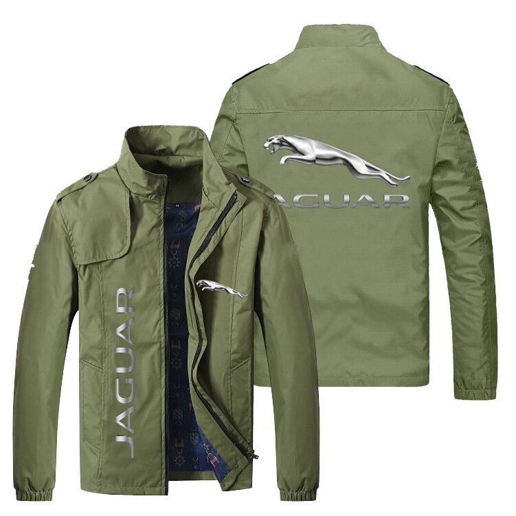 Nowa wiosenna i jesienna męska kurtka z logo Jaguar, zamkiem błyskawicznym i stójką, odzież wierzchnia, młodzieżowa, biznesowa, zapinana na zamek błyskawiczny