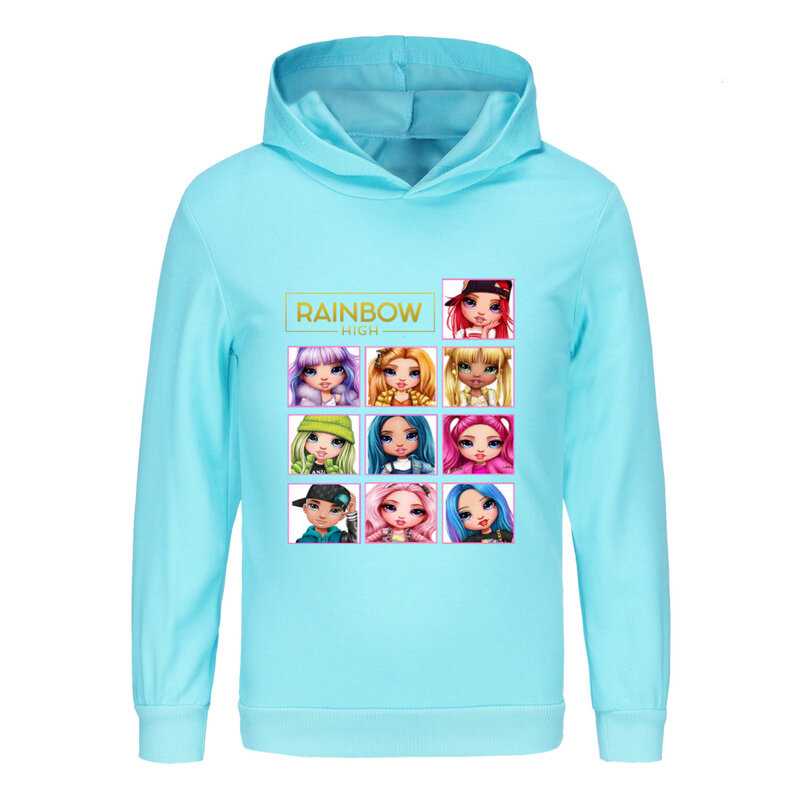 Autumn Kids Girls Sweatshirt Boys Rainbow High Hoodies Long Sleeve Hoodie T-shirt Top Teens Birthday gift Children's Clothing