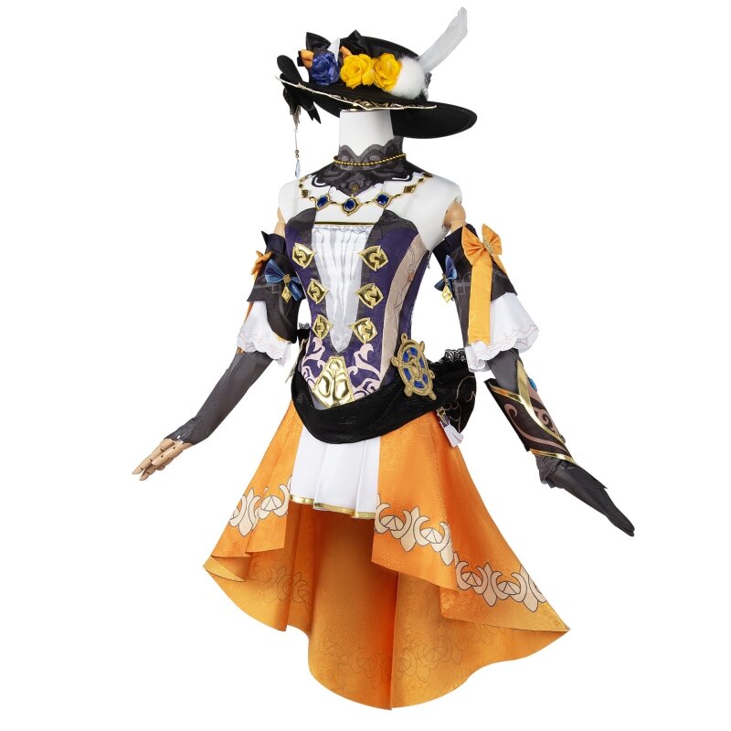 Genshin Impact Navia Cosplay Costume pour femme, jeu, chapeau, perruque, ensemble de chaussures, robe, uniforme de fontaine, tenue de fête d'Halloween