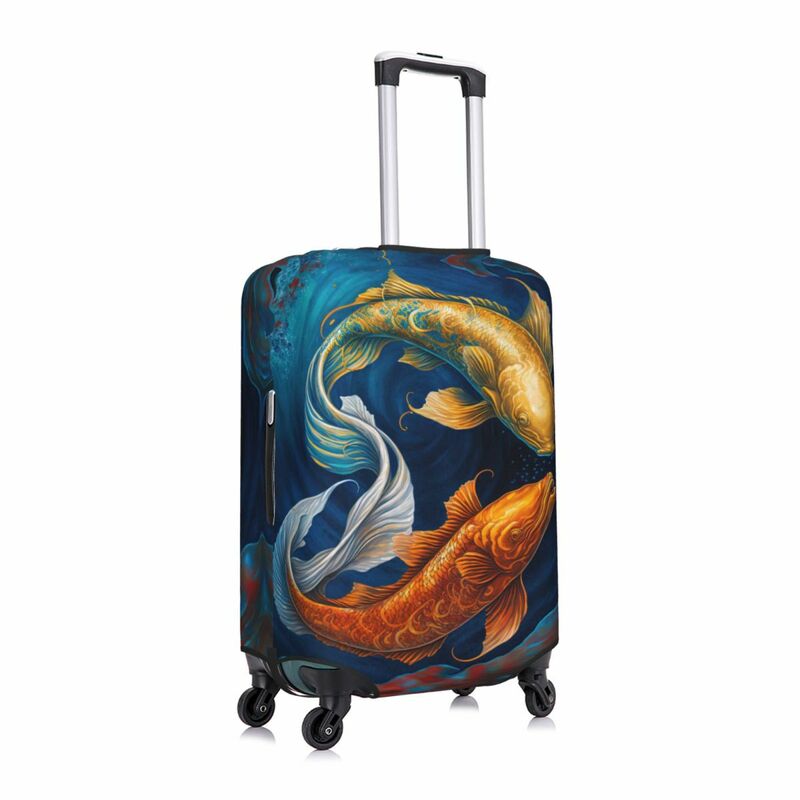 Koi Fish Suitcase Capa, Acessórios de Bagagem, Capa Protetora, Vermelho, Ouro, Animal, Férias, Negócios, Útil