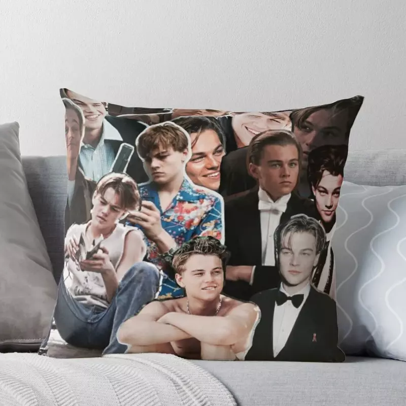 Leonardo Dicaprio Collage Throw Pillow, fundas de almohada, cojines de cama, cojín personalizado