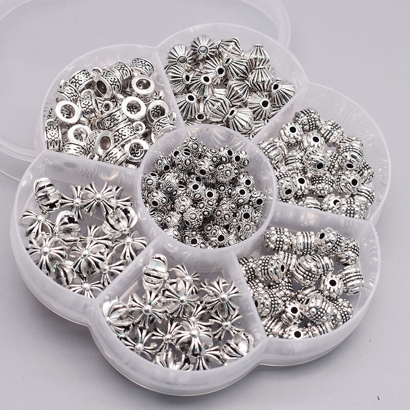 Nuovo colore 50 pezzi perline di metallo argento antico tibetano perline distanziatrici allentate per gioielli che fanno braccialetto con ciondoli fai da te