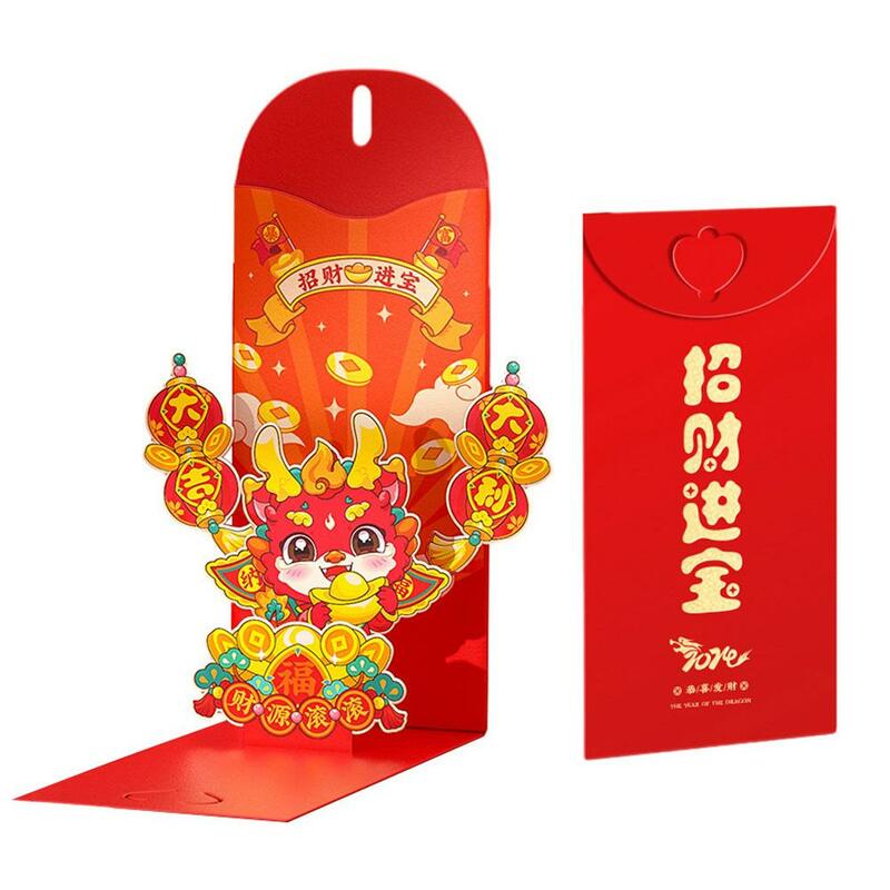 2024 chiński nowy rok czerwone koperty kreskówka smok kieszenie wiosenne paczki ślubne pieniądze szczęśliwy festiwal Hongbao rok C2F0