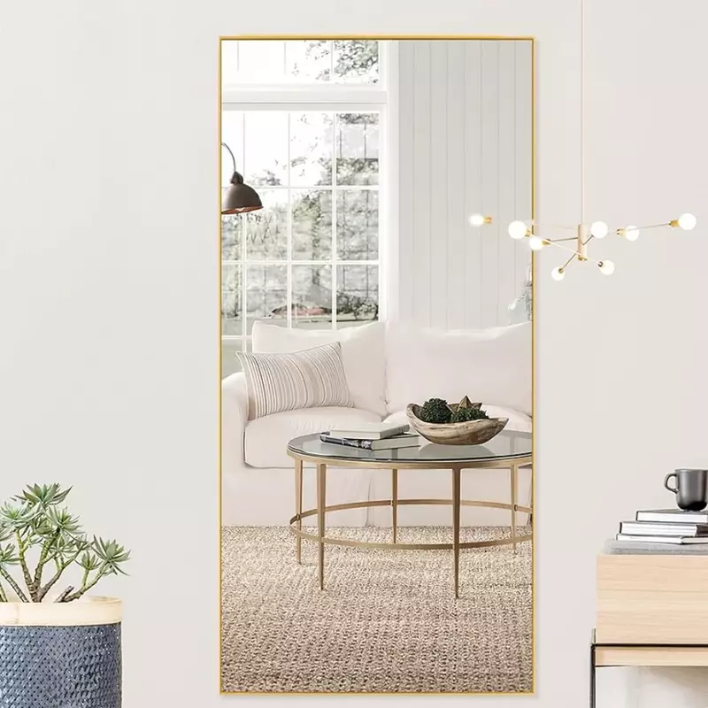 Full Length Mirror Oversized Floor Mirror Standing Hanging for Bedroom Living Room Aluminum Alloy Frame Freight Free Body Home