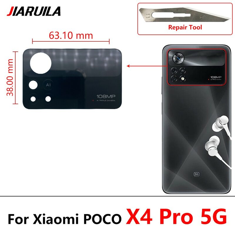 Ban Đầu Camera Kính Cường Lực Lưng Phía Sau Ống Kính Thủy Tinh Kèm Keo Dán Dành Cho Xiaomi Poco F1 F2 F3 F4 M3 X3 m4 X4 Pro GT 4G 5G