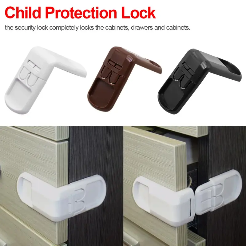 Child Protection Door Lock 5 PCS Plastic Multifunctional Safety Set Baby Safety Protector Cabinet Locks & Straps