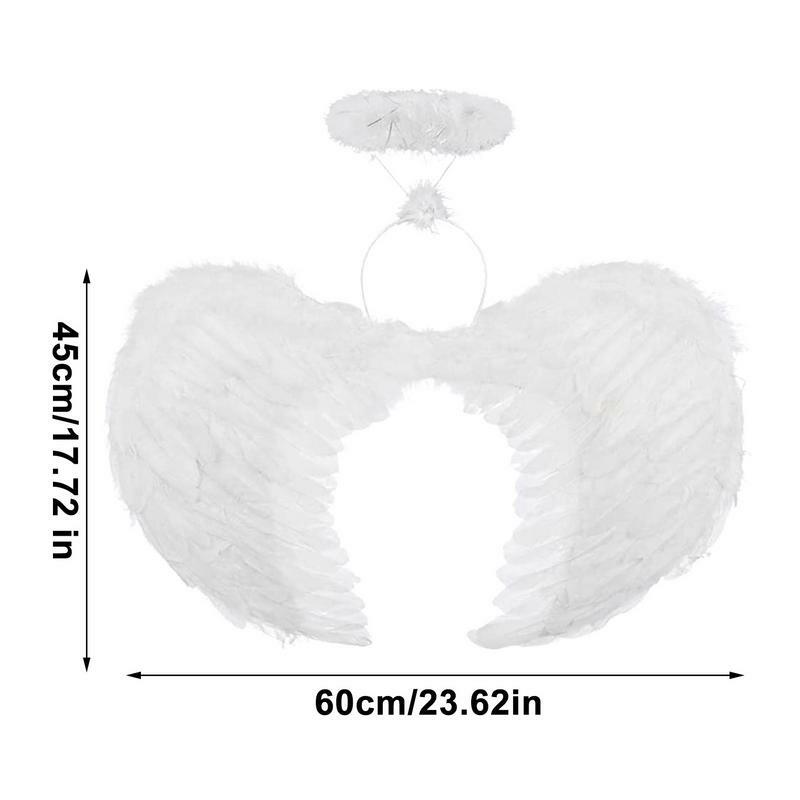 White Feather Wings Angel Cosplay Costume Set Costume Stage Show Masquerade Carnival Holiday Fancy Dress