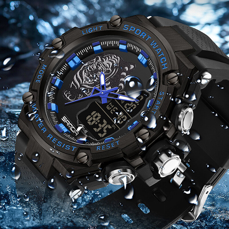 Quartz Watch For Men Wristwatches 50M Waterproof Alarm Male Clock Dual Display Digital Wrist Watches 2024 Sports Watch Dropship