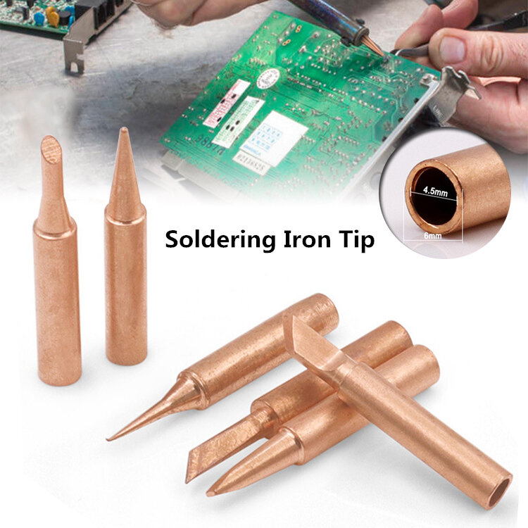 Juego de puntas de soldador de cobre puro 900M-T, 5 piezas, I + B + K + 2.4D + 3C, herramienta de soldadura eléctrica de cobre desnudo en el interior
