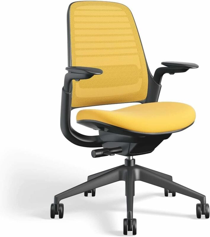 Cadeira de trabalho ergonômica com rodas para tapete, série 1 cadeira de escritório, ajuda a apoiar a produtividade, controles ativados por peso