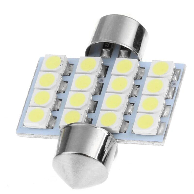 1Pc 31mm 3528 16SMD Car LED Dome Festoon Double-Tip Roof License Plate Light drop shipping