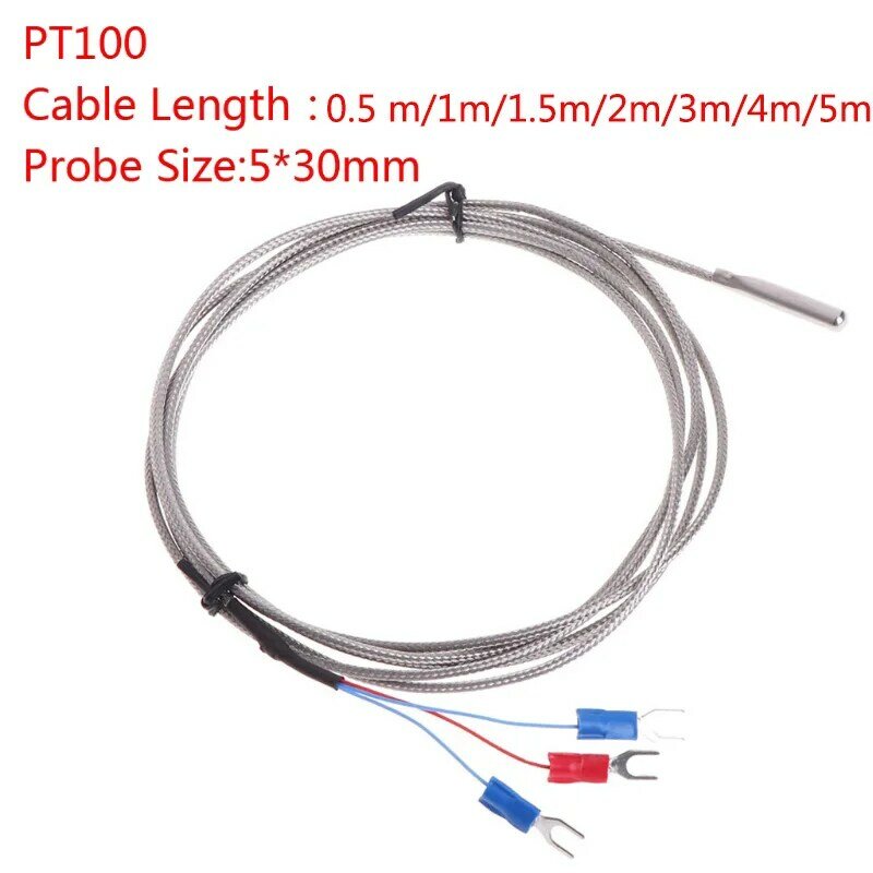 Termopar de Sensor de temperatura tipo K PT100 con Cable de acero inoxidable de 0,5-10M, Sensor de temperatura de alta temperatura impermeable