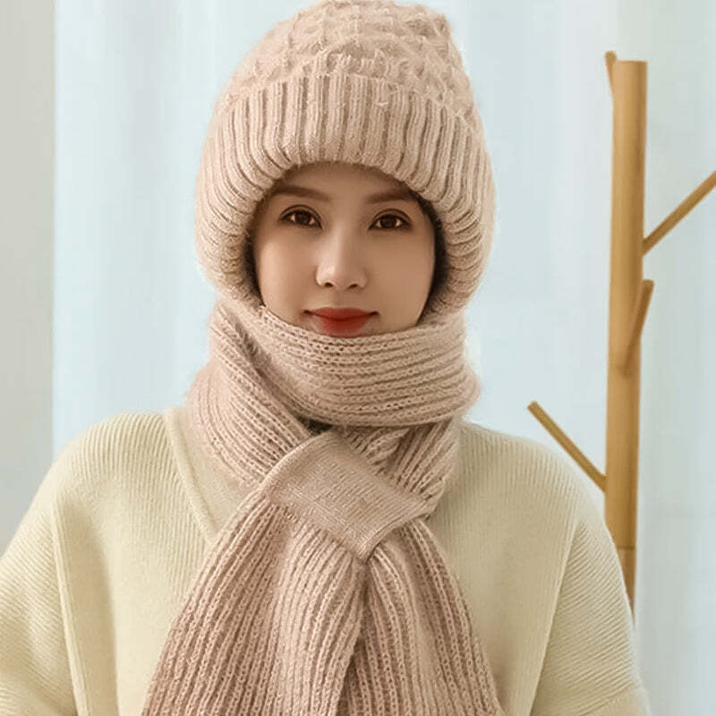 Sciarpa per cappelli lavorata a maglia invernale Set sciarpa per la protezione dell'orecchio a prova di freddo berretti per ragazze caldi berretti da ciclismo antivento per donna all'aperto