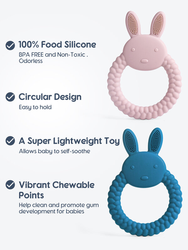 1 buah mainan silikon Teether bayi bebas BPA hadiah tumbuh gigi perawatan kelinci mainan Aksesori baru lahir kunyah Molar kesehatan bayi