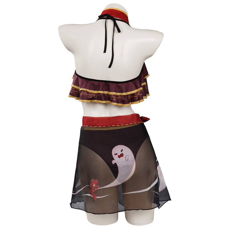 Genshin Impact Hutao Cosplay Kostüm Frauen Mädchen Tube Top Shorts Overall Badeanzug Outfits Halloween Karneval Anzug