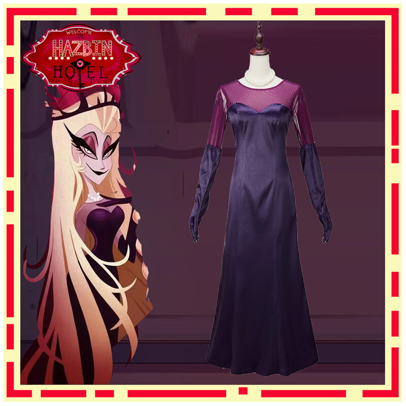 Anime Lilith fantasia cosplay para meninas, vestido extravagante com colar e luvas de chifre, uniforme, roupa de Halloween, festa de aniversário