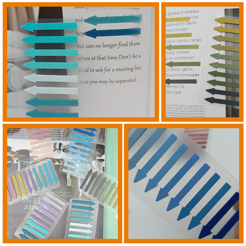6 stiker buku indeks warna runcing, penanda halaman rumah tangga runcing membaca multi-fungsi bendera lengket tab siswa