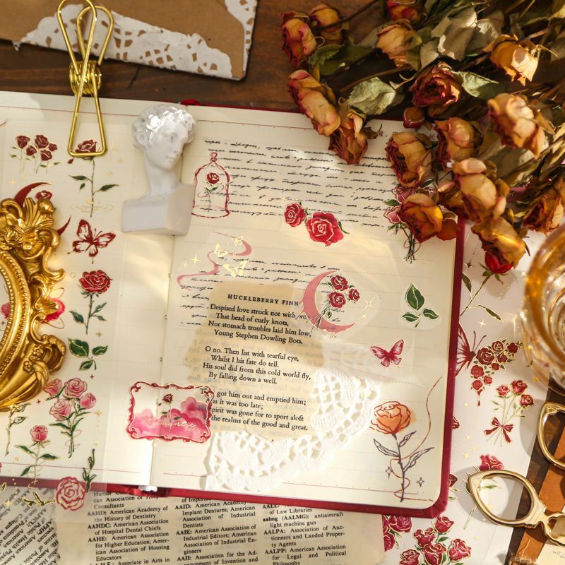Наклейки из ПВХ в виде розы, трехмерные, бронзирующие, плоские, ручная роспись, цветочные, ручная роспись, декоративные наклейки