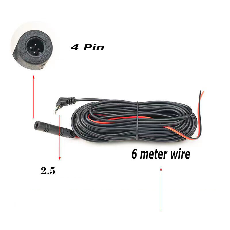Kabel Ekstensi Kamera Belakang Dashcam Streaming 5-Pin 4-Pin Jack 2.5Mm Kabel Ekstensi Gambar Mundur