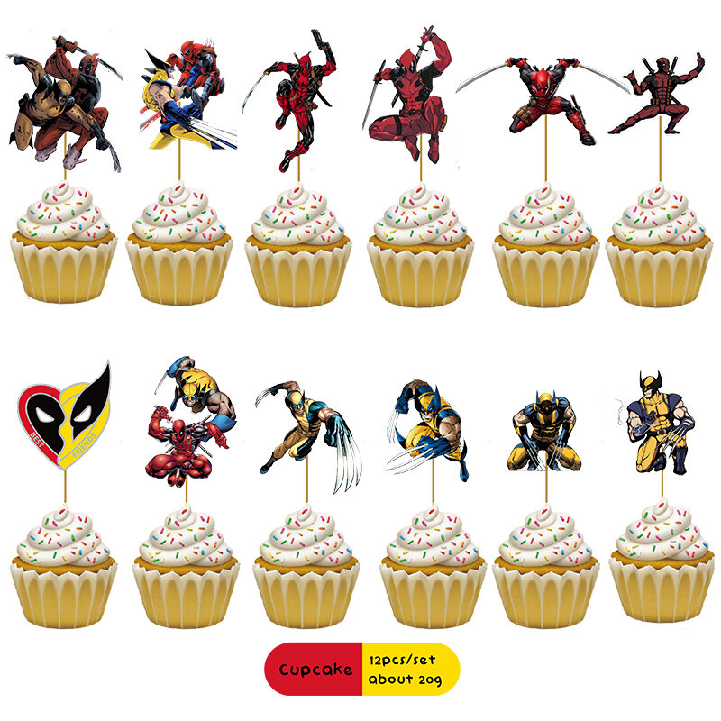 Décorations de fête d'anniversaire Deadpool WOLVERINE, autocollant de ballon, gâteau Chi en spirale en accent d'abeille, fournitures de douche de bébé pour les enfants