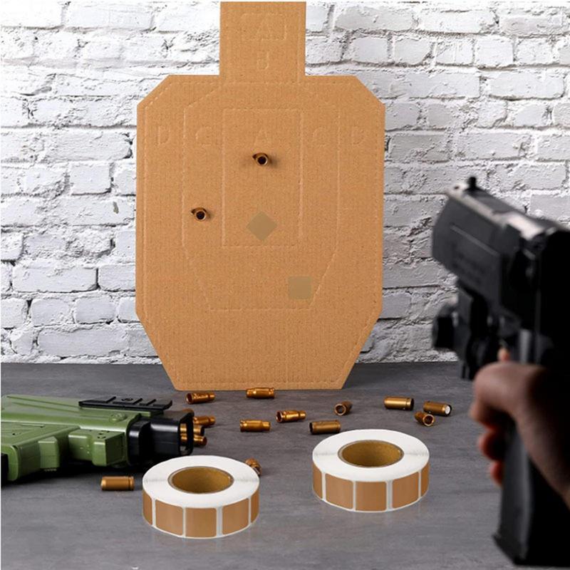 Stiker tembak kertas Kraft Target persegi stiker Target 3 rol/3000 buah label Target untuk latihan menembak rentang
