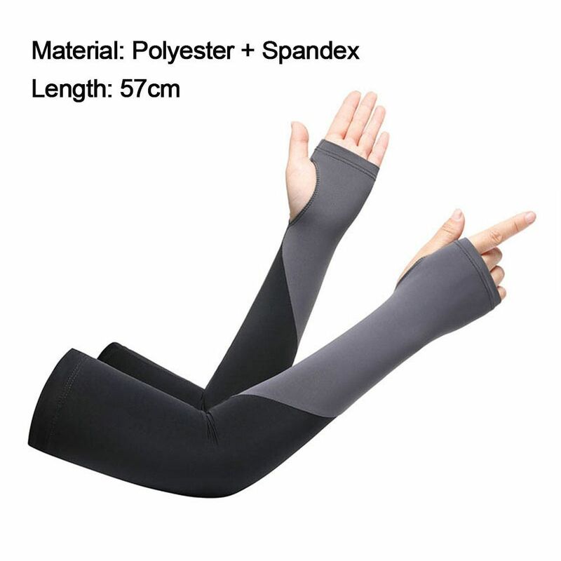 Mangas delgadas para brazos, guantes de protección solar de seda de hielo elásticos a la moda, manoplas largas sin dedos Anti-UV para mujer