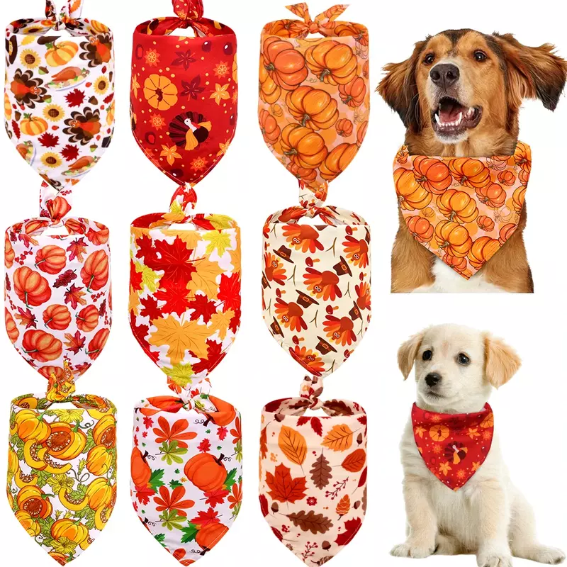 50 pz cane Bandana ringraziamento Pet forniture piccolo cane gatto cucciolo bandane sciarpa autunno accessori per cani zucca tacchino cani Bandana