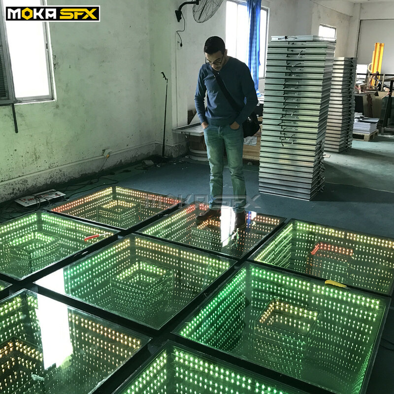 MOKA SFX 40 sztuk/partia etap światła LED lustro 3D parkiet grube szkło hartowane RGB zewnątrz kryty taniec podłogi