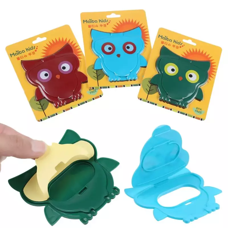 1 buah tutup tisu basah bayi burung hantu lucu berperekat kartun berguna portabel tisu penutup kertas tisu dapat digunakan kembali