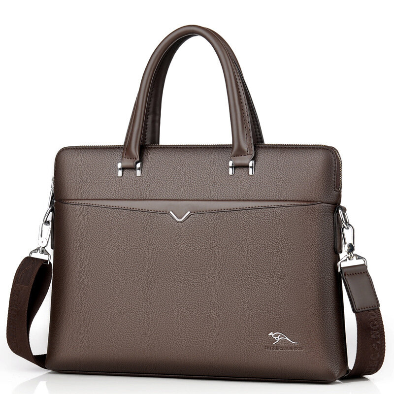 Novo design de negócios dos homens maleta de alta qualidade bolsa 14 Polegada portátil caso saco do mensageiro, preto & marrom