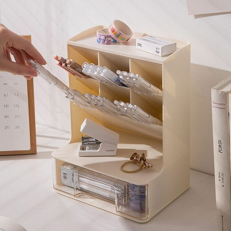 대용량 사선 펜꽂이 튼튼한 책상, 깔끔한 플라스틱 책상, 정리함 펜 버킷