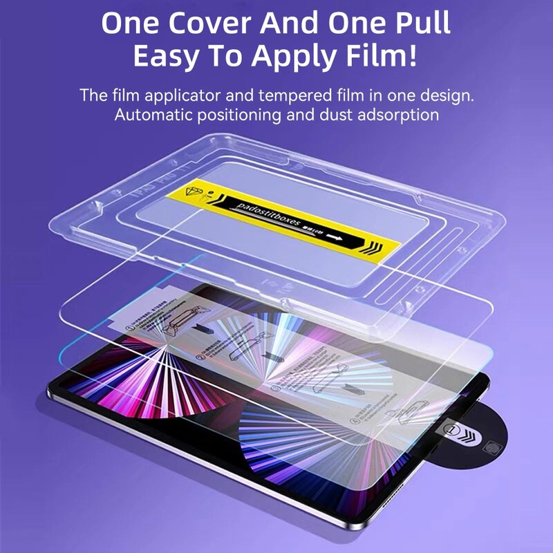 Kaca Tempered Premium, pelindung layar untuk Apple iPad Pro/Air 11/13 inci 2024 instalasi mudah untuk iPad Air 6 debu