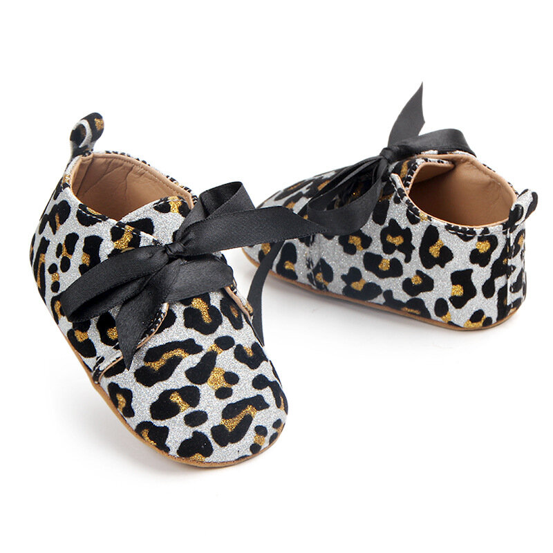 Nieuwe Glitter Luipaardprint Casual Schoenen Voor Schattige Baby Meisjes Zachte Zool Babyschoenen