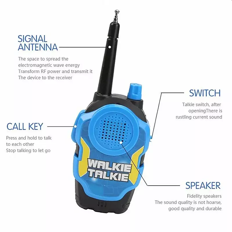 Mini Walkie Talkies portáteis para crianças, brinquedo portátil de rádio bidirecional, interfone ao ar livre, presente para crianças, 50m, 1 par