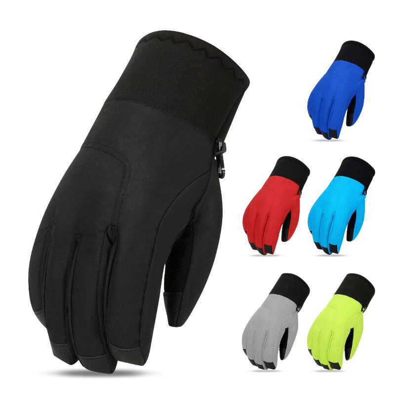 Зимние лыжные перчатки для мужчин и женщин, водонепроницаемые Нескользящие износостойкие теплые бархатные перчатки для верховой езды с сенсорным экраном