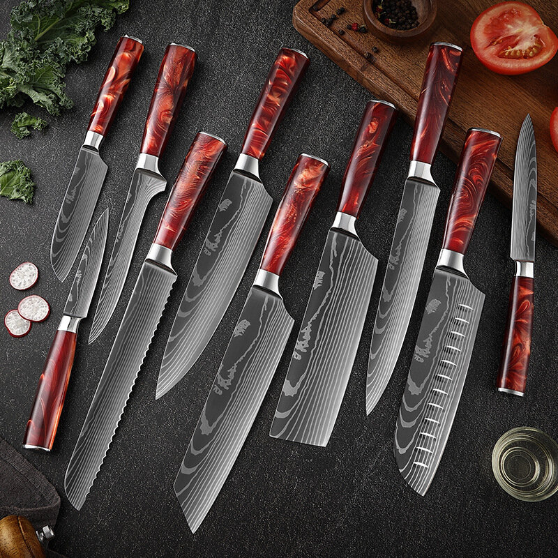 Juego de cuchillos de cocina profesional, juego de cuchillos de carnicero para deshuesar fruta, cortar carne, picar pescado, filetear