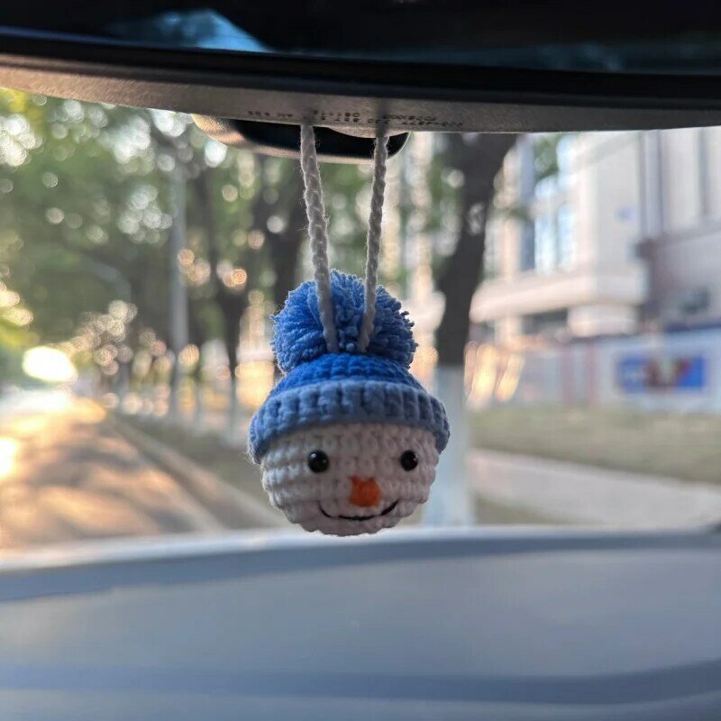 Natale auto appeso cappello blu pupazzo di neve capodanno pupazzo di neve specchietto retrovisore ciondolo ornamento, accessori per la decorazione automobilistica