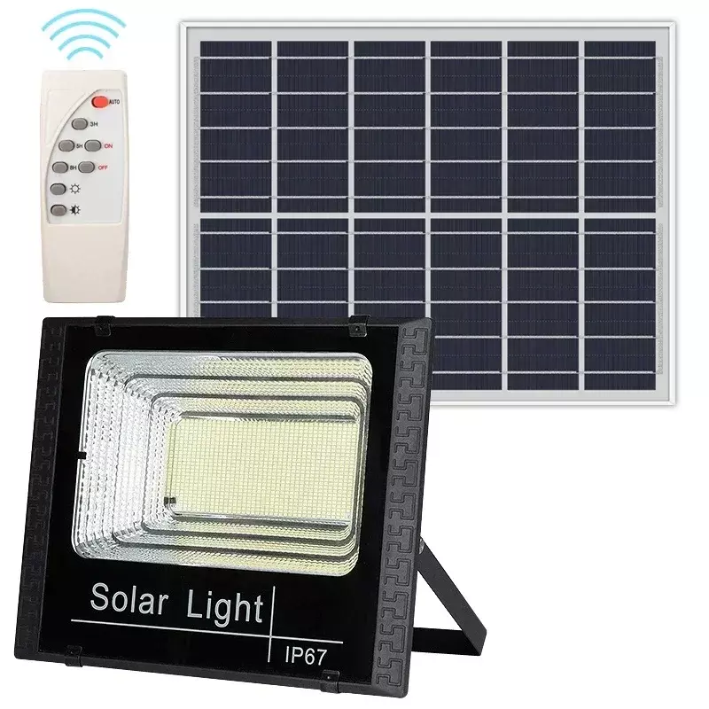 Impermeável controle remoto Solar Powered Spotlight, luzes de inundação solares ao ar livre, IP67, Villa Street Lighting, ângulo ajustável, 50-400W