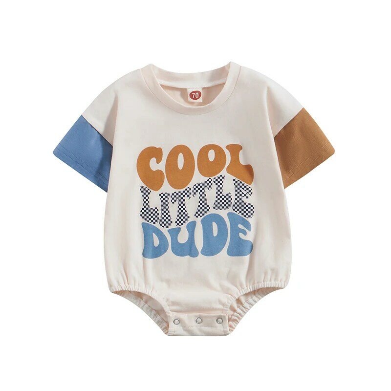 Kleinkind Sommer Baby Junge Kurzarm Buchstaben drucken lässig Baumwolle Stram pler Neugeborenen Outfit Kleidung elastische Kleidung Bodysuit