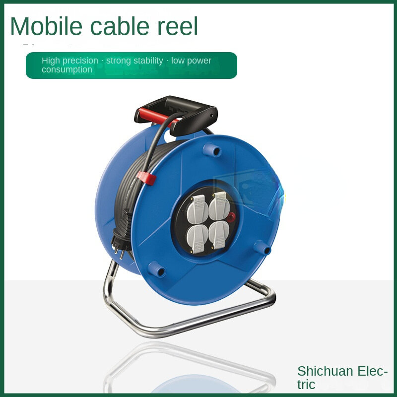 Kabel colokan kabel daya dapat ditarik, ekstensi listrik Reel 100 Ft dengan beberapa Outlet