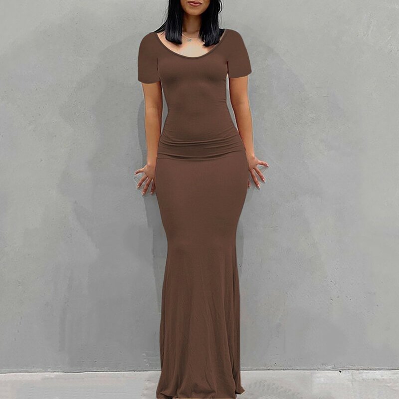 Женское облегающее длинное платье без рукавов, однотонное Клубное платье с открытым хвостом, одежда для улицы, лето 2022
